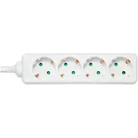 Deltaco Maadoitettu jatkojohto, 4x Schuko, 5m, valkoinen