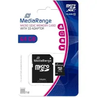MediaRange MR955, 64 GB, MicroSDXC, Luokka 10, 60 MB/s, 15 MB/s, Musta