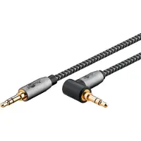 Goobay Audio AUX Connection Cable, 3.5 mm stereo, 90, 0.5 m, Sharkskin Grey - Cable length 0.5 m