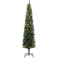 Keinotekoinen kapea joulukuusi, 150 LED-valoa, 150 cm