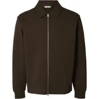 Selected Slmtom Soft Full Zip Sweat Noos - Brown - XXL