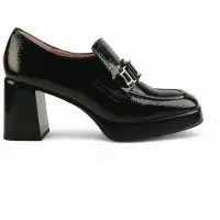 Hispanitas for woman. HI243657 Basalt Leather Moccasins black (39), 5 to 8 cm, None, Casual, Party, Classic