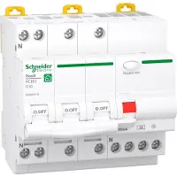 Schneider Electric Resi9 XP RCBO/yhdistelmäkatkaisija 3PN C ominaisuus 10A 6kA 30mA luokka A 90mm 90mm