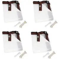Torribaly 4pcs 8X10 FT Clear Waterproof Tarps Heavy Duty Outdoor Garden Rainproof Covering,Clear Vinyl Tarp with Grommets