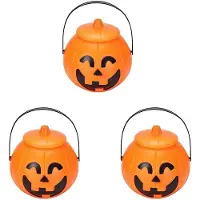 Torribaly 3X Pumpkin Candy Bucket,Halloween Pumpkin Bucket,Trick or Treat Pumpkin Bucket Jack Lantern Candy Basket Halloween Party