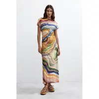 Desigual Mekko marine / keltainen / sinappi / vaaleanvihreä