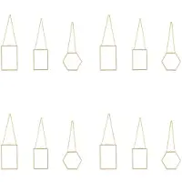 Torribaly 12x Pressed Flowers Glass Frames- Golden Hanging Glass Picture Frames with Chain Floating DIY Artwork Display Frames