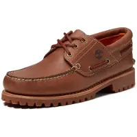 Timberland for man. TB0A2PDQAMX1 Authentic brown leather boat shoes (41.5 W), Flat, Laces, Casual, Classic