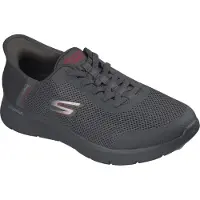 SKECHERS Slip on -tennarit 'Go Walk Flex - Hands Up' tummanharmaa / tummanpunainen / offwhite