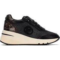 Carmela for woman. 16422802-NEGRO Black Leather Sneakers 164228 (41), 5 to 8 cm, Laces, Zip, Casual