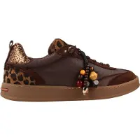 Carmela for woman. 16415201-MARRON Brown Leather Sneakers 164152 (37), Flat, Laces, Casual
