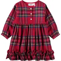 Molo Cele Dress Ls Holiday Check Holiday Check 86 cm Punainen 86 cm Tytöt