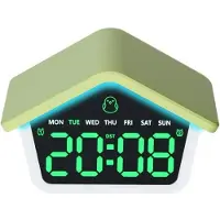 24hShop Digitaalinen herätyskello, jossa on 8-värinen yövalo – Vihreä / LED-herätyskello yövalolla