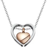 Torribaly Double Heart Rose Gold Polttohautaus uurna kaulakoru riipus suppilo t?ytt?sarja muistomuiston tuhka