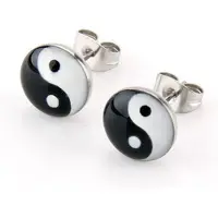 Typecat PAIR pyöreä pin symboli Yin ja 10mm korvakorut