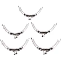 Torribaly 5 Metal Frames Snap Clasp Arch Pattern Coin Style Purse Silver