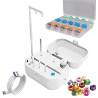 ISTOVO Automatic Bobbin Winder Bobbin Winding Machine with Auto Stop Sensor, Large Spool Thread Holder and Extra 25 Pcs Bobbins