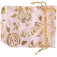 Typecat 100Pc 7x9cm Rose Organza Drawstring Gift Jewelry Bags Pouches Wedding Xmas Party Gifts Bags