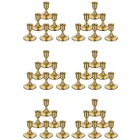 ISTOVO 36PCS Brass Gold Taper Candle Holders, Vintage Metal Candlestick Holders for Dinner Room Table Centerpiece or Mantel