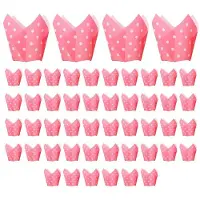 Semoic 50PCS Newspaper Style Cupcake Liner Baking Cup for Wedding Party Tulip Muffin Cupcake Paper Cup Oilproof Cake C