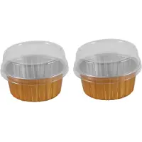 Semoic 200Pcs Disposable Aluminum Foil Baking Cups Creme Brulee Dessert Oval Shape Cupcake Cups with Lids Cake Egg Tools