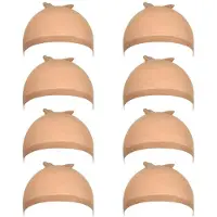 ISTOVO 8 Pieces Light Brown Stocking Wig Caps Stretchy Nylon Wig Caps for Women for Secure Hair Fixing