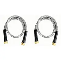 Typecat 2X Short Garden Hose 3ft X 5/8 Inch,Metal Garden Hose for Hose Reel Faucet,Stainless Steel Metal Leader Hose