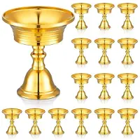 Semoic 15pcs Brass Butter Lamps Butter Tray with Metal Cup Candle Holder with Oil Lamp Home Decor Gift Brass Candle Cup Series