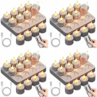 Typecat Rechargeable Flameless Tea Lights Candles:48Pc Battery Operated Tea Light Candles,LED Flickering Votive Tealight Candles