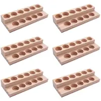 Typecat 6X 11 Holes Wooden Essential Oil Tray Handmade Natural Wood Display Rack Demonstration Station for 5-15Ml Bottles