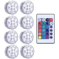 Kepptory 10 LEDs RGB Submersible Light Aquarium Waterproof Light Underwater Night Pool Light Ambient Light for Garden Aquarium