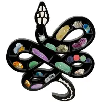 Semoic Wooden Snake Shape Display Shelf Crystal Storage Rack Wood Display Shelf Gothic Home Decor Wall Hanging Ornamentation