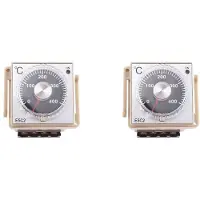 Typecat 2PCS E5C2 Guide Rail Type Temperature Controller 220V 0-399 Digital Display Pointer Control (B)