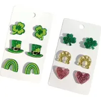 Tlily St. Patrick'S Day Acrylic Glitter Hat Green Women Earrings Women Gift