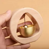 Semoic Brass Dopamine Doorbell Wooden Bell Entrance Wind Chime Japanese Housewarming Gift Entrance Pendant Square