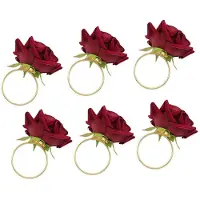 Torribaly 6Pcs/Lot Romantic Rose Napkin Rings Alloy Napkin Buckle Holder for Wedding Receptions Gifts Holiday Banquet Decoration