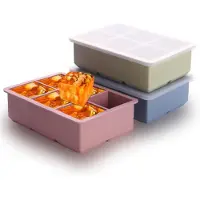 Torribaly 1/2 Cup Silicone Freezer Tray with Lid,Silicone Freezer Molds 3-Pack for Meal Prep & Freezing of Various Sauces Dishes