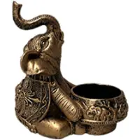 Semoic A-Gold Animal Candle Holders Elephant Sculpture Tea Light Candle Holder Deco Small Candle Stick Holders Good Lucky Gift
