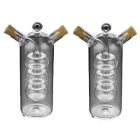 Torribaly 2X Double Layer Sauce Oil Bottle 2 in 1 Vinegar Glass Bottle Condiment Seasoning Sealed Kitchen Storage Bottles Jars