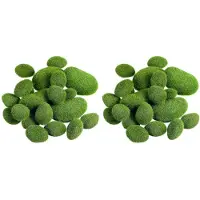 Torribaly 44 Pieces 2 Sizes Artificial Moss Rocks Decorative Faux Green Moss Covered Stones