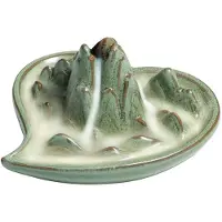 Tlily Waterfall Backflow Incense Burner Ceramic, Handmade Small Censer Incense Cone Holder Fountain, Aromatherapy Ornament