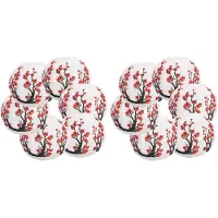 Typecat 12 Pack 12Inch Red Flowers Paper Lantern Round Chinese Japanese Paper Lamp for Home Wedding Party Decoration