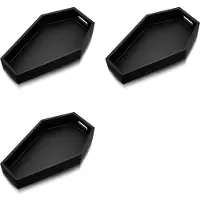 Exogio 3X Coffin Shape Black Tray Storage Box Gothic Wood Tray Decoration Birthday Present Gift