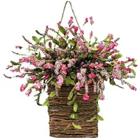 Tlily Door Hanging Basket Wreath Welcome Sign Front Door Decoration, 'S Day Basket Wreath, Holiday Wedding Home Decor,B