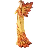 Semoic Autumn Maple Leaf Angel Statue Desktop Ornaments Garden Home Office Decoration,Standing Angel