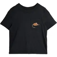 Mini Rodini Elephant Shrew Emb Ss Tee - Black - 116/122