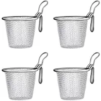 ISTOVO 8Pcs Stainless Steel Colander Strainer Basket Food Kitchen Colander Baskets Hot Pot Frying Strainers Serving Noodle, L