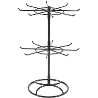 Semoic Rotating Jewelry Display Stand 2 Tier Round Metal Necklace Organizer for Hanging Earrings Rings Bracelets Watches