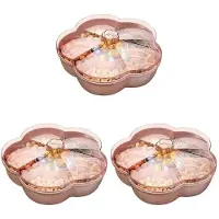 ISTOVO 3X Snack Storage Box, Flower Shape Snack Tray with Lid,Nut Candy Food Storage Box,Fruit Box Dry Fruit Container,