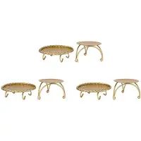 Semoic Candle Holder Gold Candle Holders Set of 6 Decorative Handmade Iron Pillar Plate Candle Holder